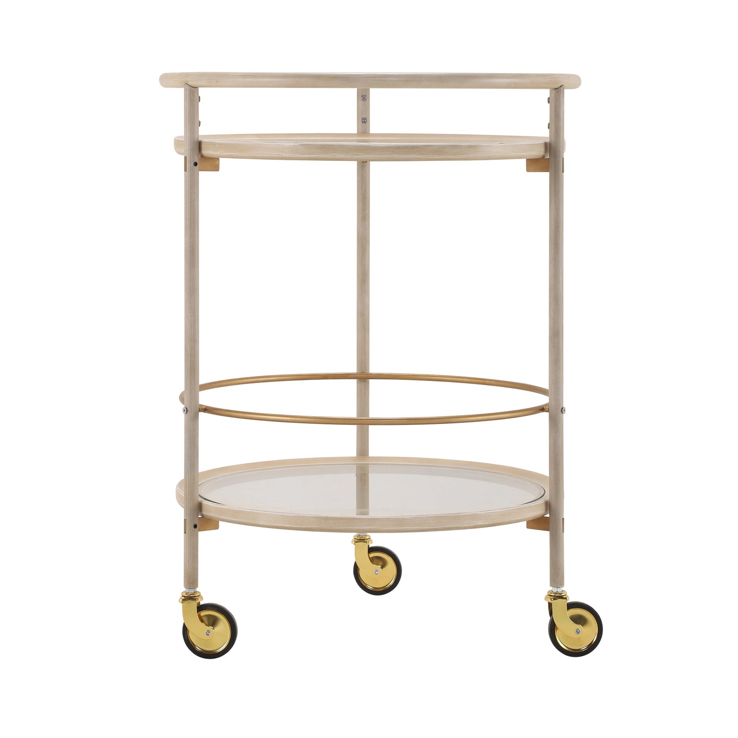 Round Bar Cart with Tempered Glass Shelves