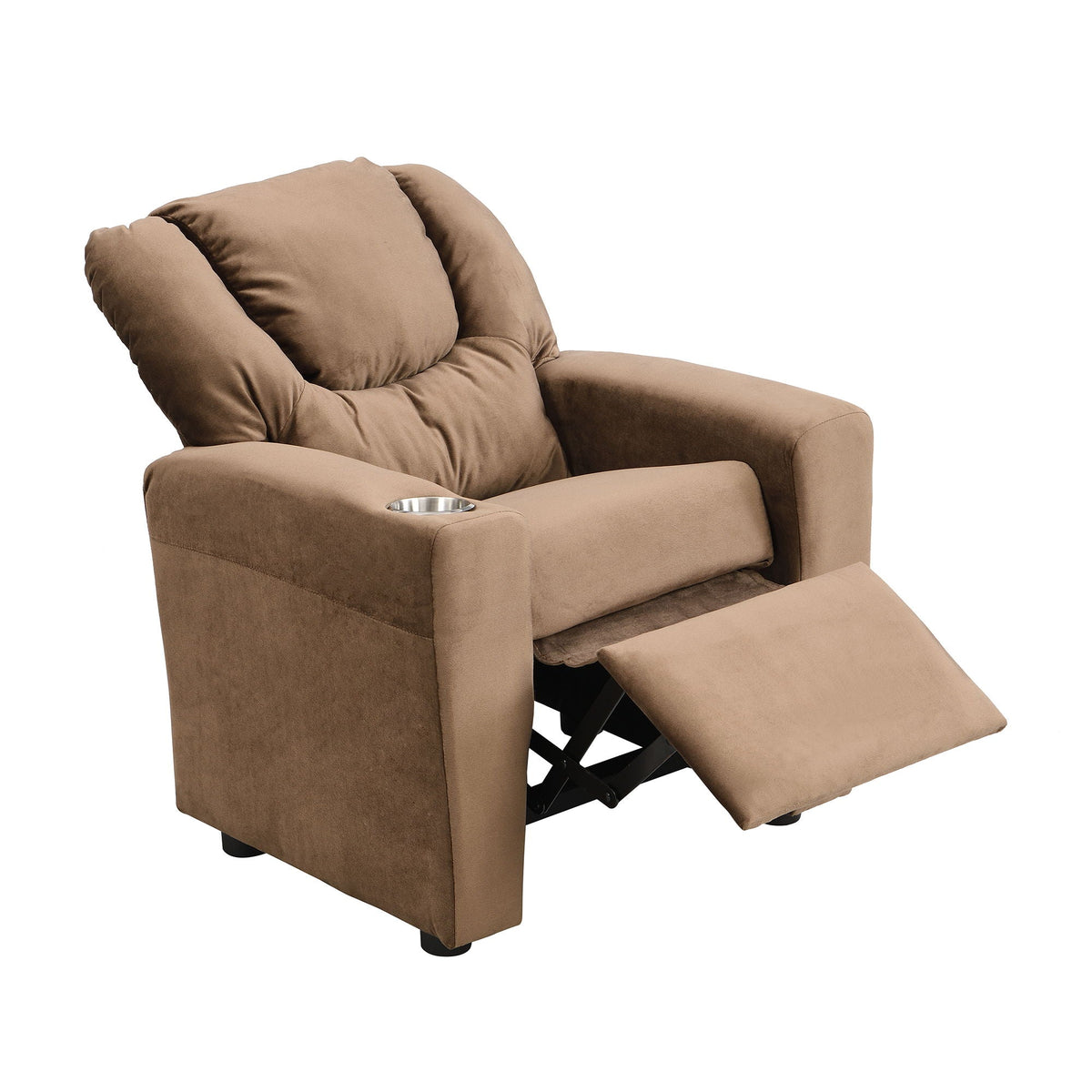 Kids Recliner Chair, Kids Upholstered Couch With Two Cup Holder, Footrest, Backrest, Toddlers Recliner With