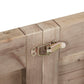 Rustic Dining Table with Metal Support in Natural Pine Wood Finish