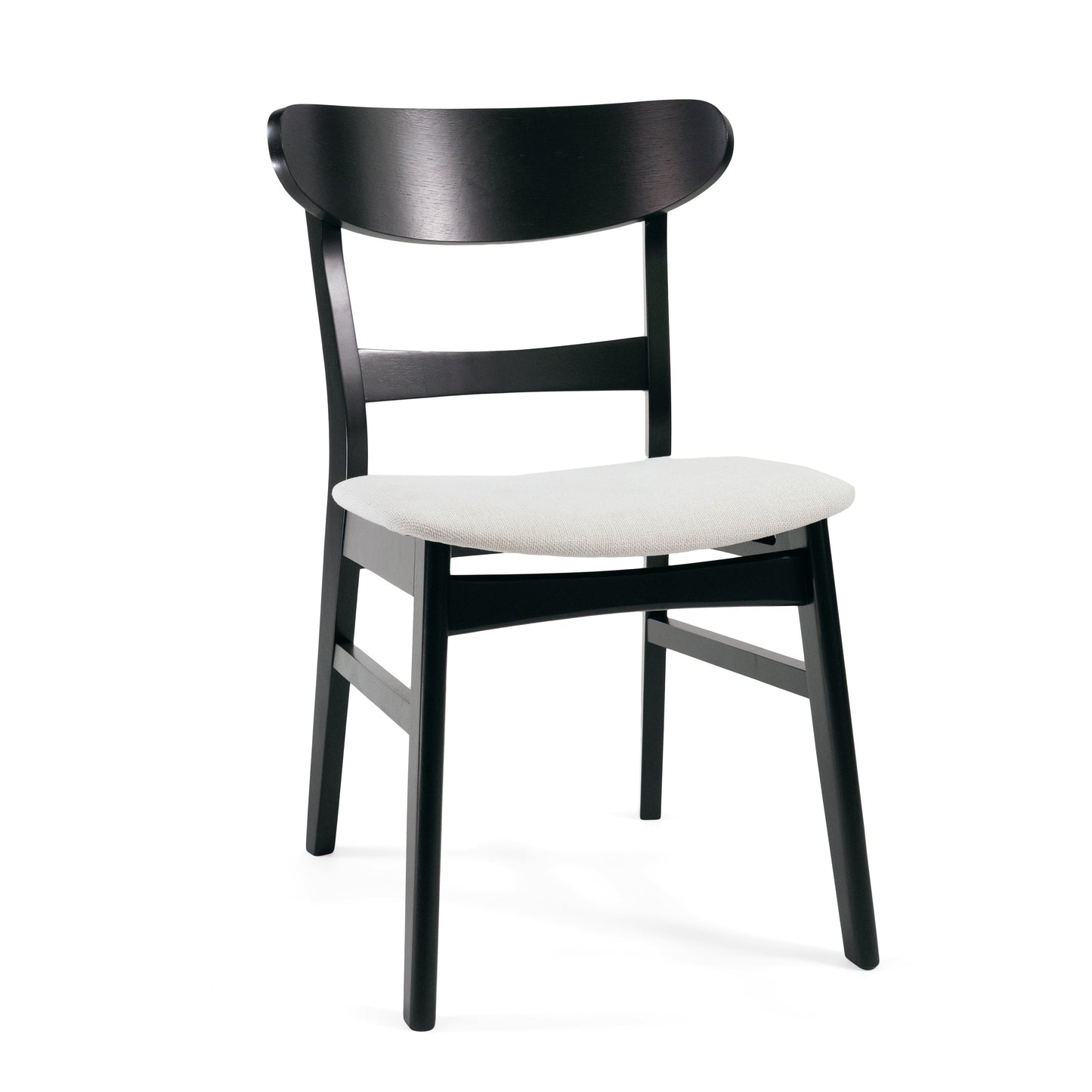 Set of 2 Dining Chairs - Upholstered Seat, Rubberwood Legs