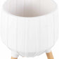 Dunguan White Ribbed Wood Outdoor Planter - Clearance