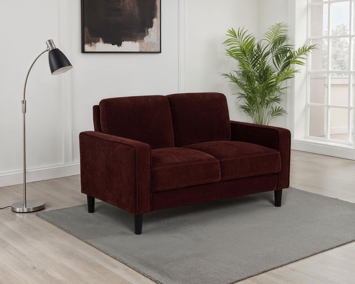 Ruth Fabric Upholstered Track Arm Loveseat Rust Red - view 6