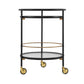Modern Round Bar Cart with Tempered Glass Shelves