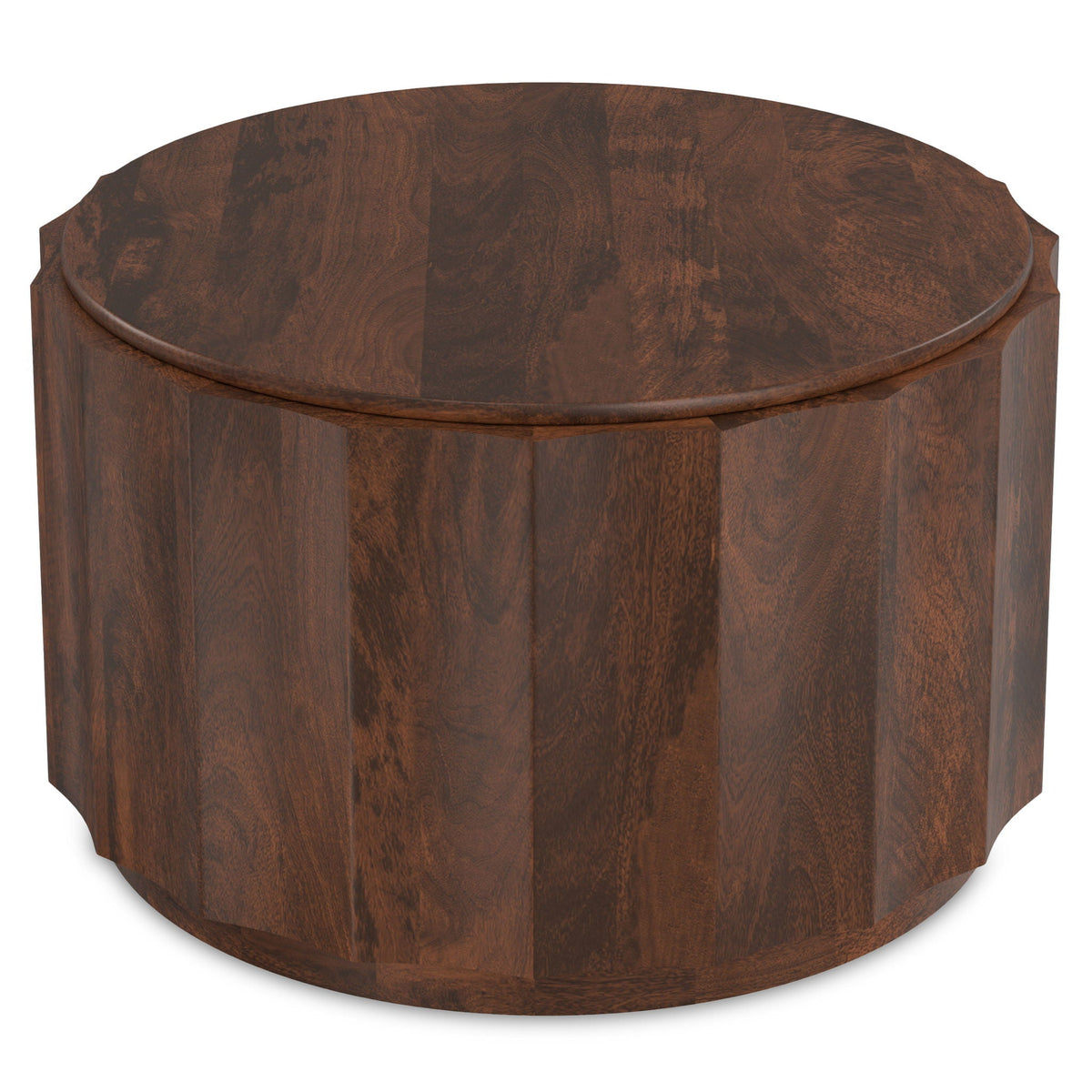 Walnut Brown Coffee Table with Drum Design - Trenton
