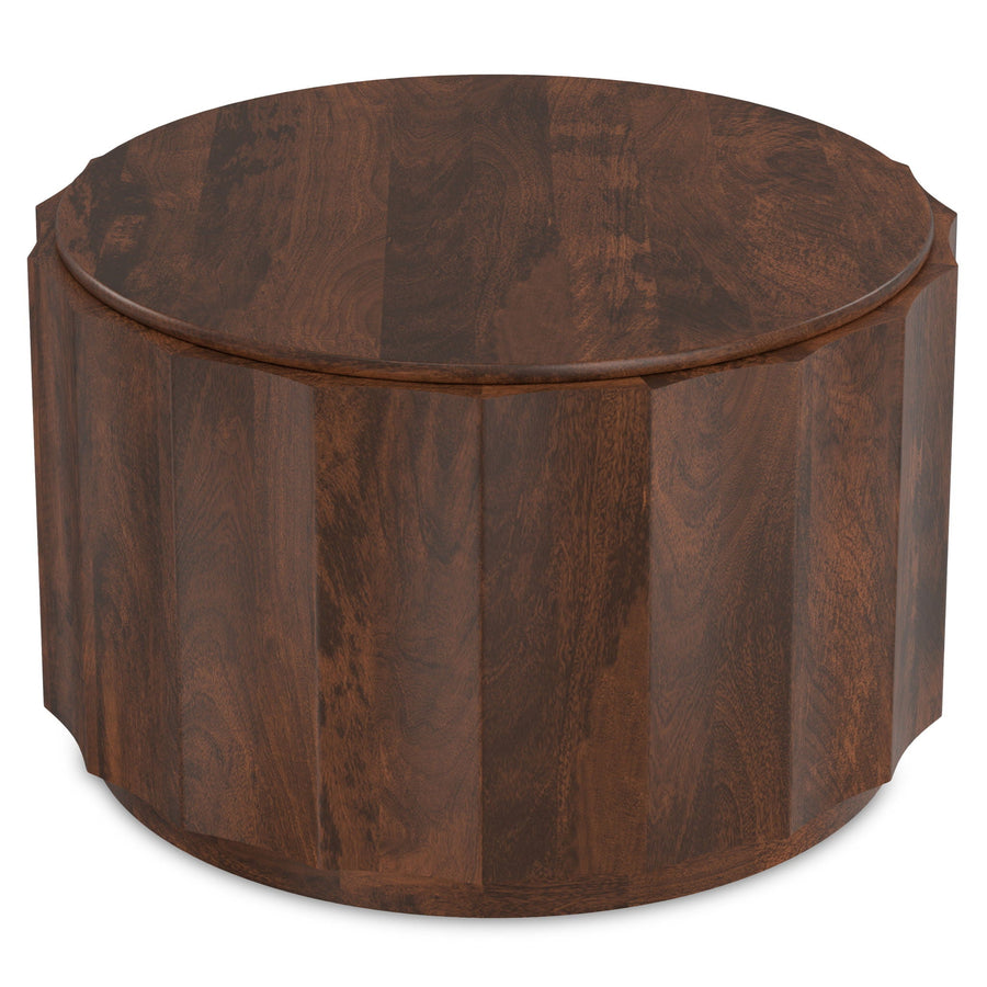 Walnut Brown Coffee Table with Drum Design - Trenton
