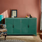 59in Green Accent Cabinet with 4 Doors Mid Century Modern Buffet