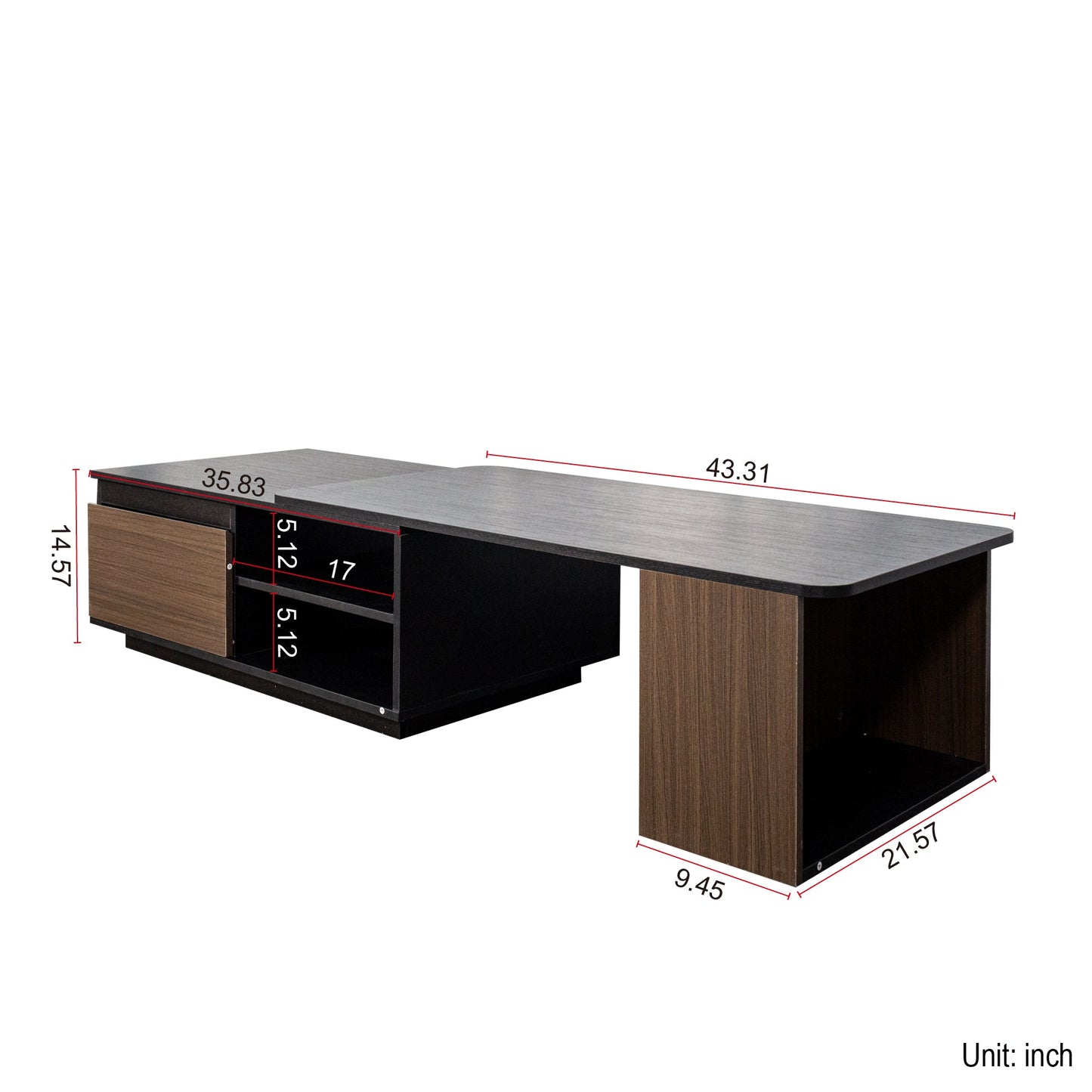 Extendable Coffee Table with 2 Storage Drawers