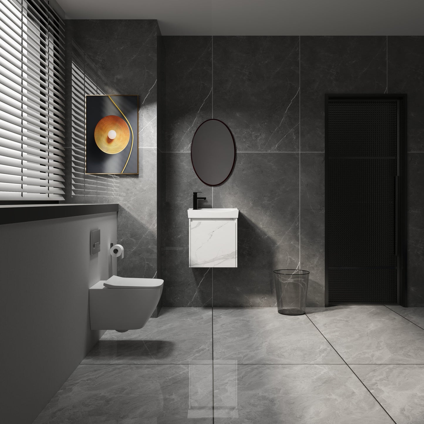 20" Wall-Mounted Bathroom Vanity with Ceramic Sink