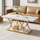47.24-Inch Modern Rectangle Coffee Table in White & Gold