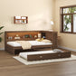 Full Size Wood Daybed with Storage Shelves, USB, LED, and Trundle