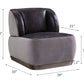 Decapree - Accent Chair - Antique Slate Top Grain Leather & Gray Velvet