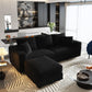 Plush Corduroy 3-Seat Sofa, Modern Comfy Upholstered Couch