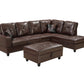 3 Pc Sectional Sofa Set Brown Faux Leather Left-Facing Chaise