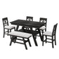 TOPMAX 6-Piece Wood Counter Height Dining Table Set with Storage Shelf