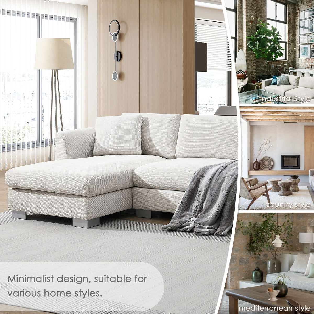 Modern Cloud Sectional Sofa L Shaped Luxury Couch Set With 2 Free Pillows 4 Seat With Oversized Chaise - view 6