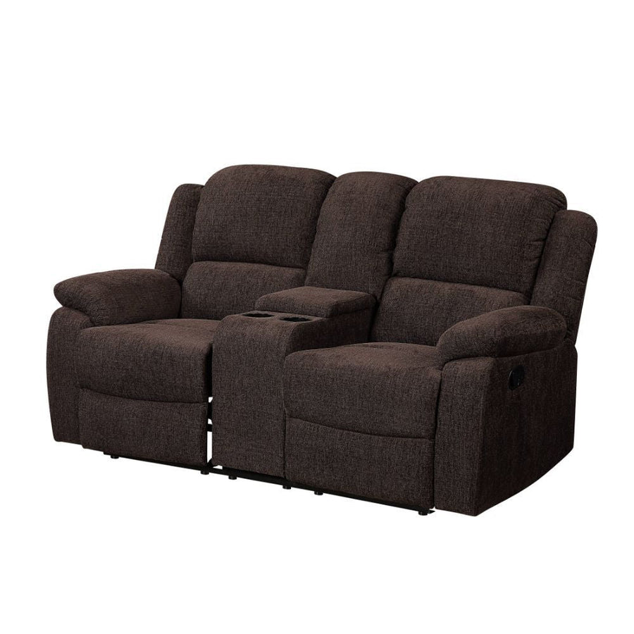 Madden - Motion Loveseat With Console - Brown Chenille