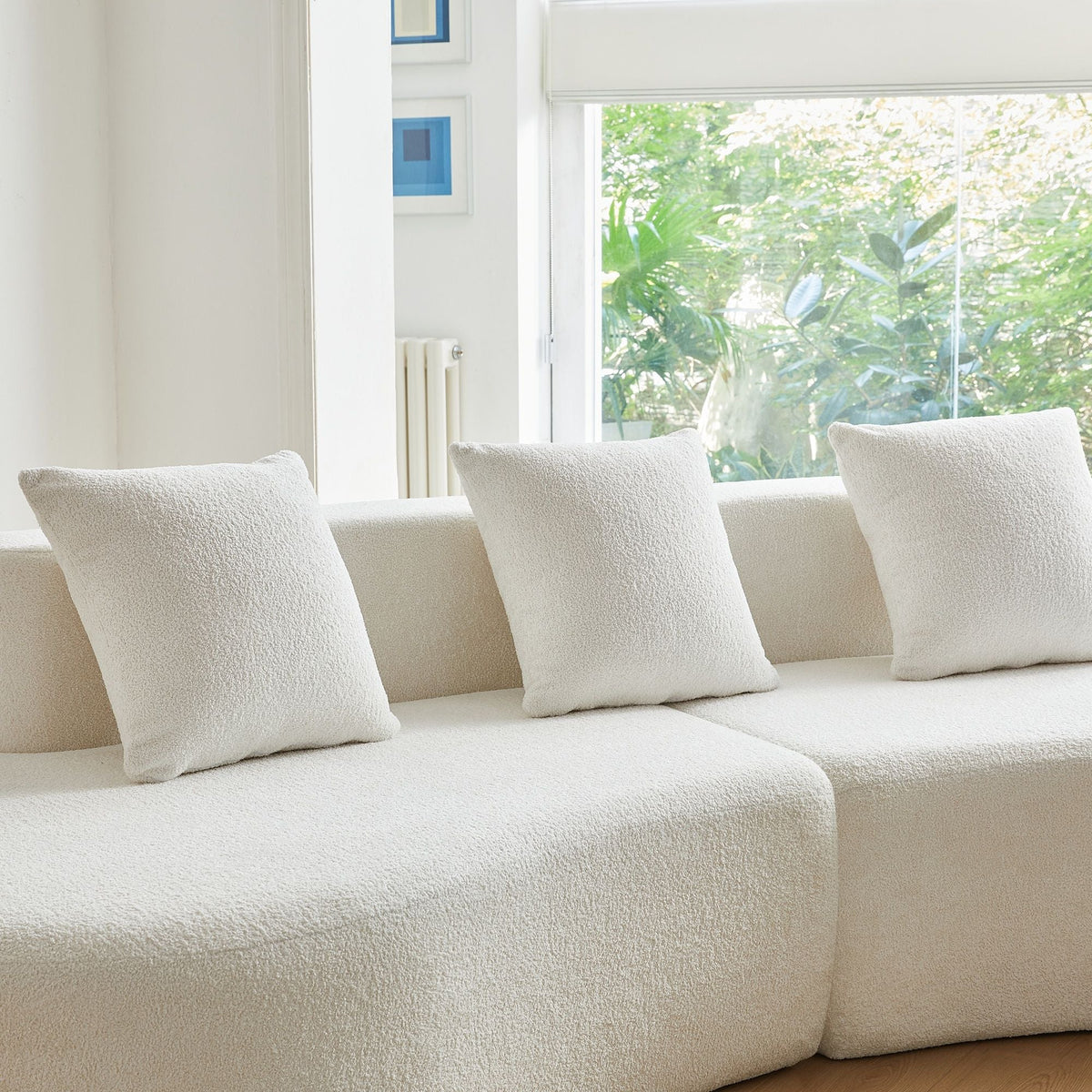 Curved Boneless Couch, Half Moon Sofa, 5 Seat Couch With High Density Foam Filled For Living Room - White - view 7