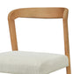 Solid Rubber Wood Dining Chairs (Natural Oak+Beige) - Set of 2