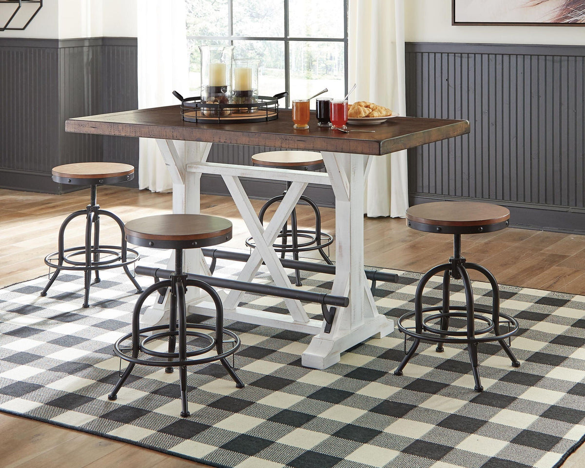 Valebeck - Rectangular Dining Room Counter Table - White / Brown