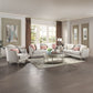 Kasa - Loveseat With 3 Pillows - Beige Linen & Champagne