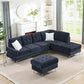 L-Shaped Chenille Sectional Sofa with Chaise and Storage Ottoman