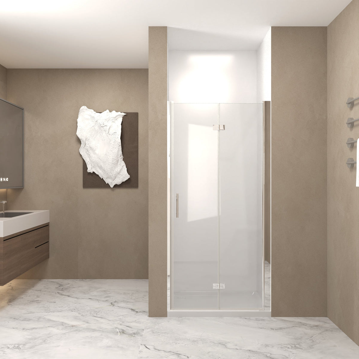 29-28"x 72" Bifold Shower Door, 1/4" Tempered Glass