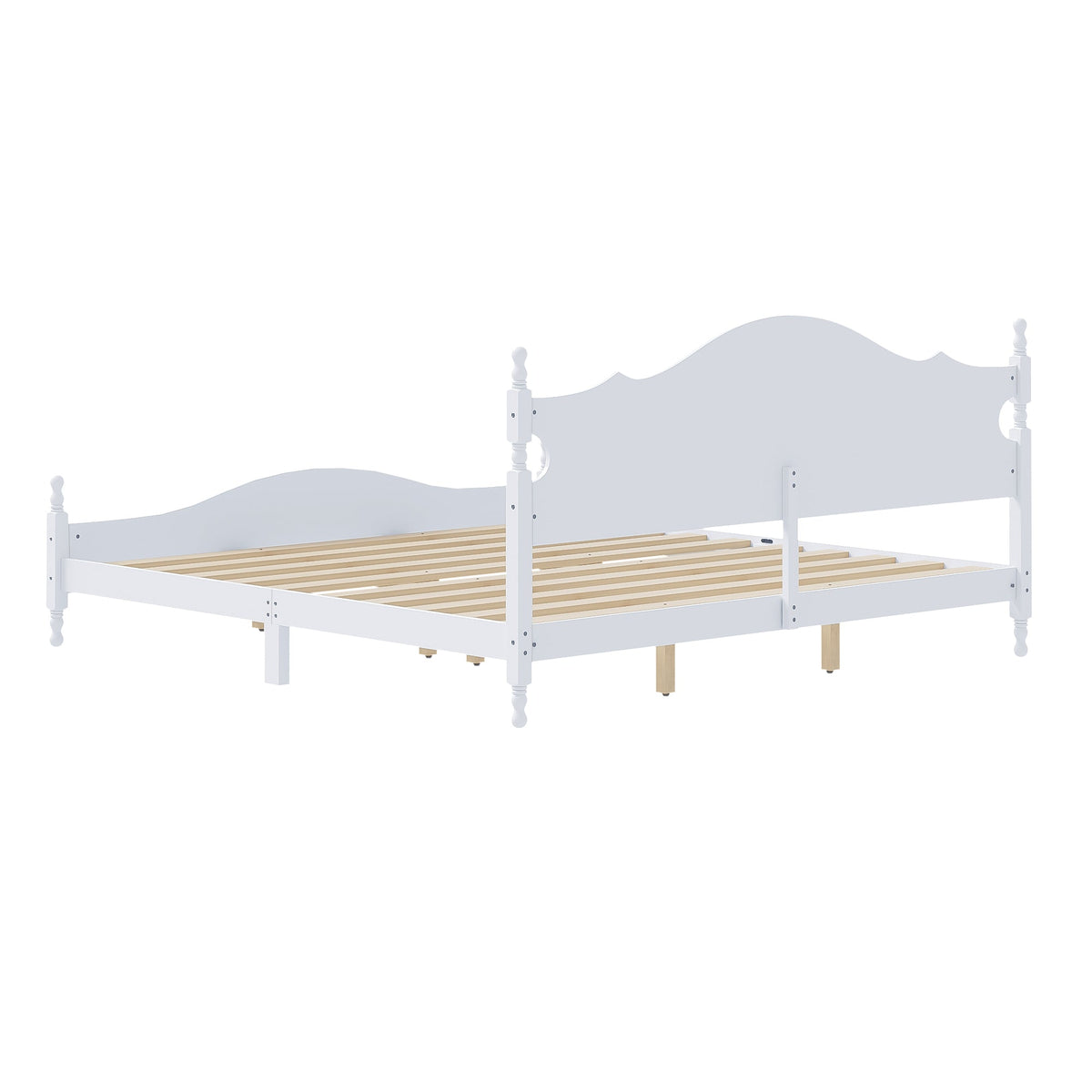 Retro Style King Bed Frame with Headboard