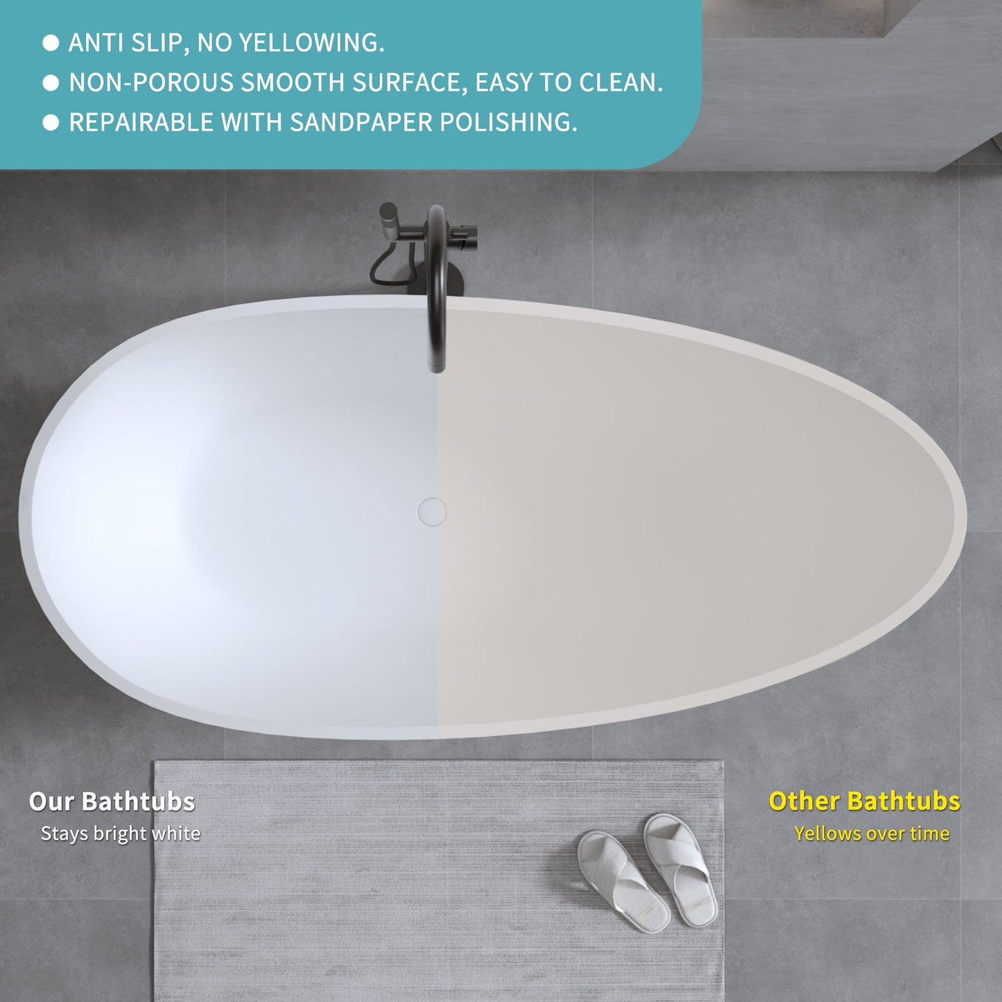 59'' Solid Surface Matte Tub