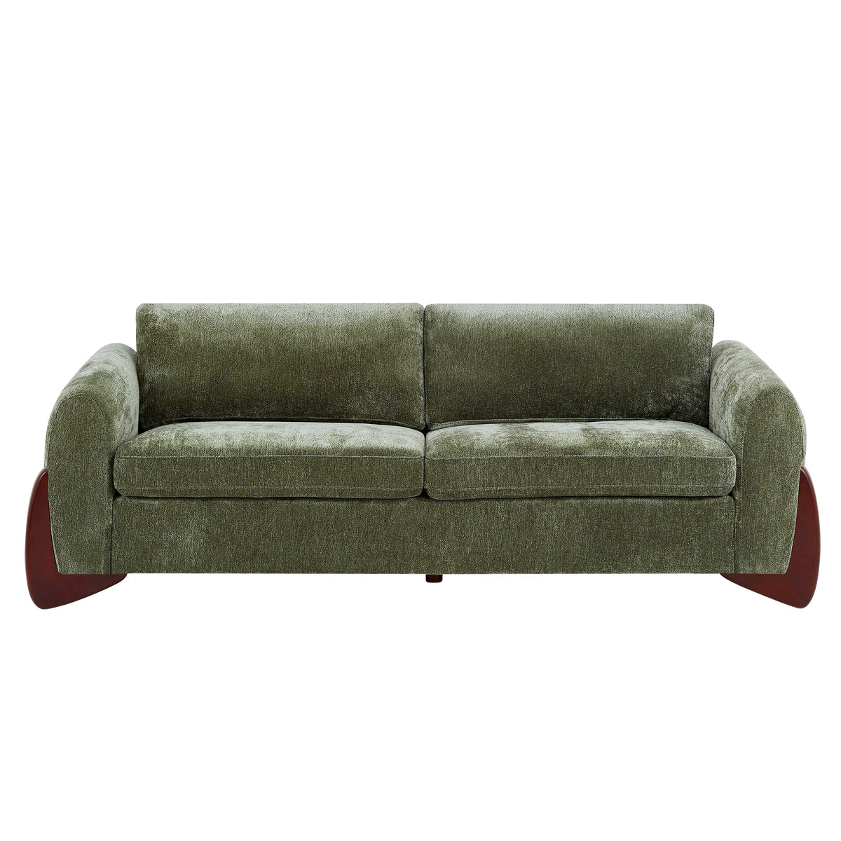 89"L Olive Chenille Sofa