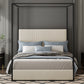 Modern Luxury Metal Canopy Bed with Tall Corduroy Upholstered Headboard