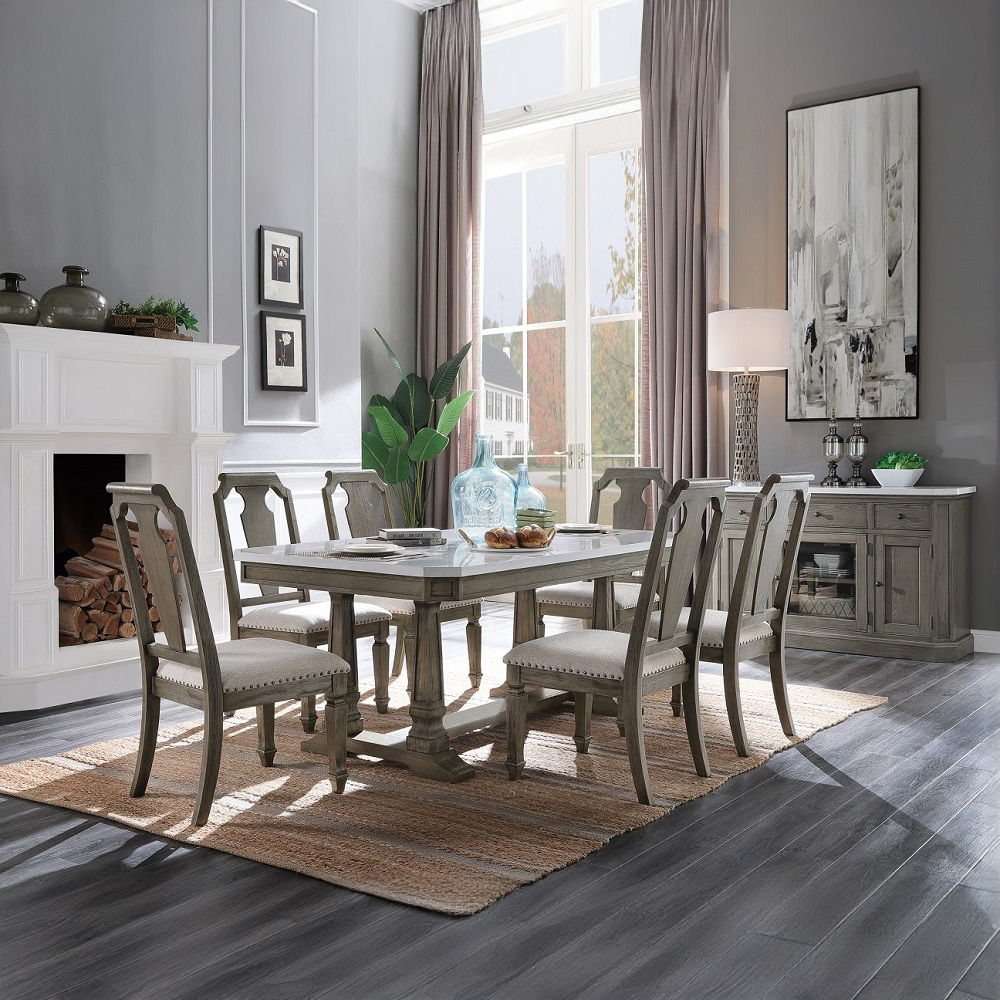 Zumala - Dining Table - Marble Top & Weathered Oak