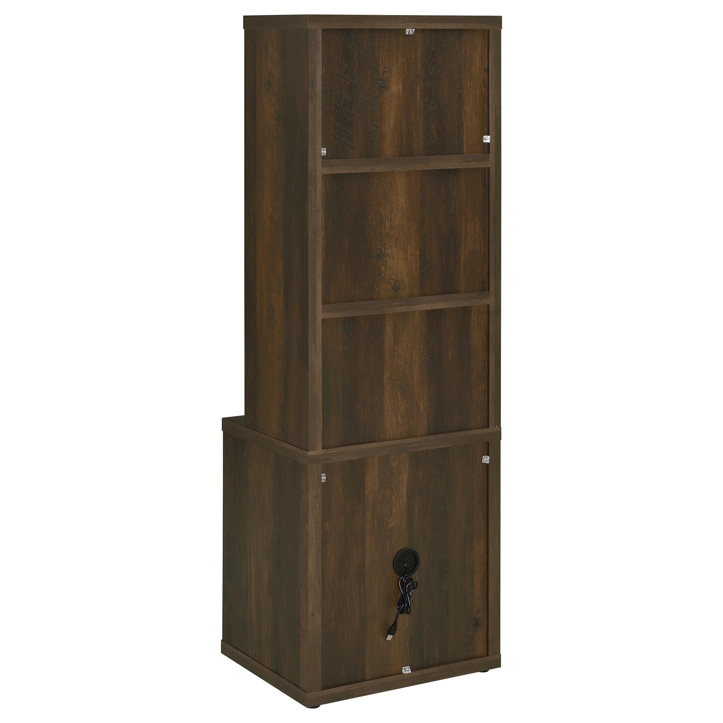 Geary Dark Pine 3-Shelf Bookcase USB and Lockable Drawer