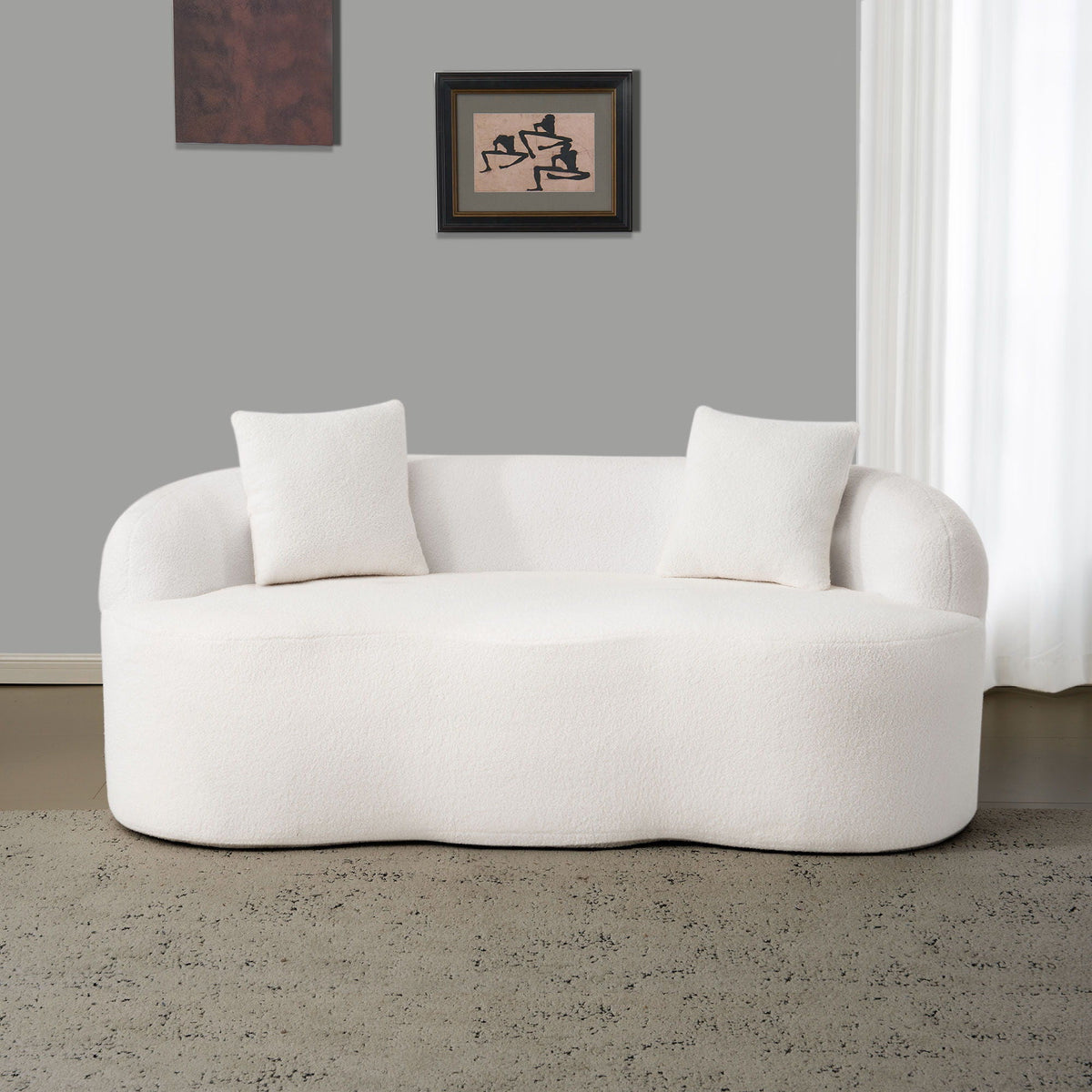 Curved Loveseat Sofa With Round Armrest - view 6