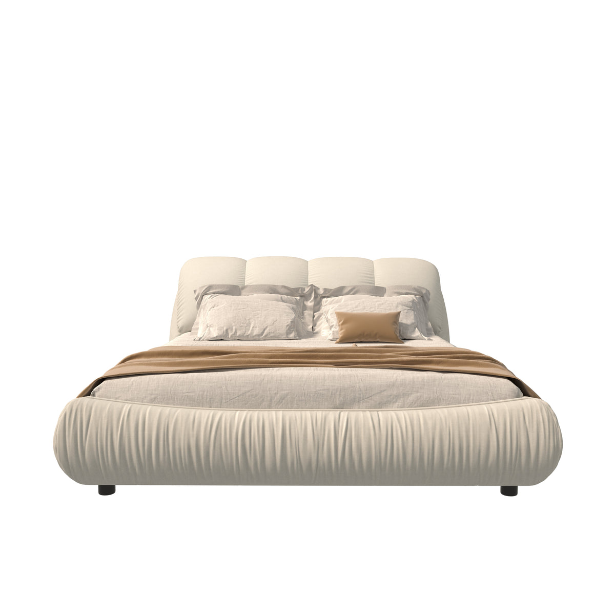 King Size Luxury Upholstered Platform Bed with Oversized Backrest