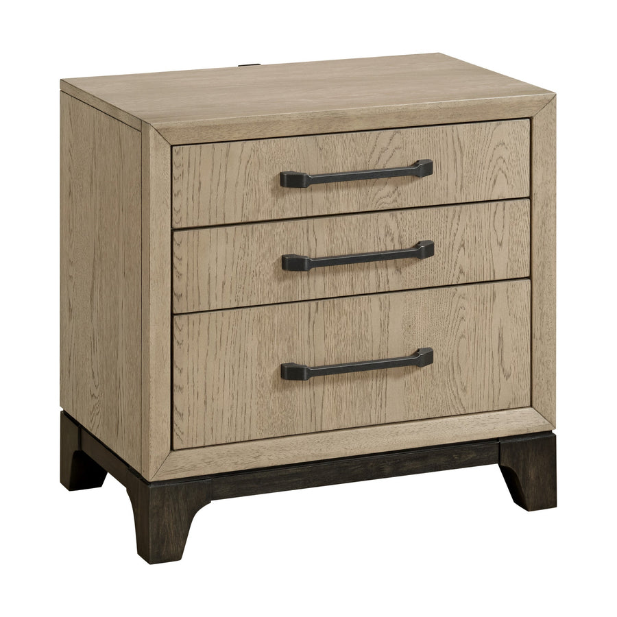 Brown 3-Drawer Nightstand With USB