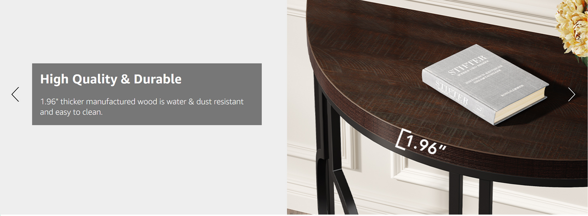 Half Moon Console Table for Entryway
