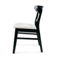 Set of 2 Dining Chairs - Upholstered Seat, Rubberwood Legs