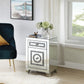 Noralie - 26"H Accent Table With Storage Drawers - Mirrored & Faux Diamonds