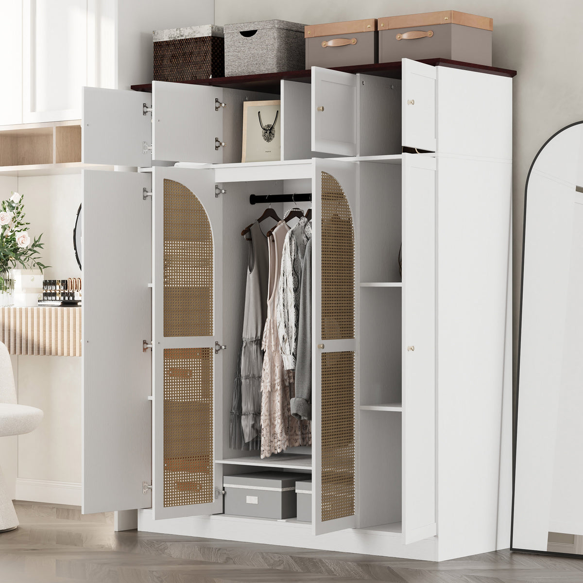 70.87" Tall 8-Door Large Capacity Armoire Wardrobe Closet
