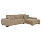 Plather Camel Upholstered Sectional Chaise Sofa