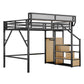 Queen Size Loft Bed with Stairs and Storage Shelves