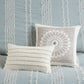 3 Piece Cotton Jacquard Comforter Set Aqua Full/Queen