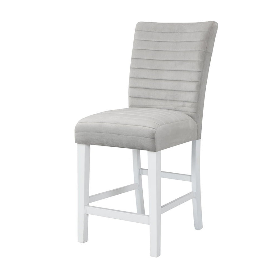 Elizaveta - Counter Height Chair (Set of 2) - Gray Velvet &White High Gloss