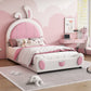 Twin Size Upholstered Platform Bed With Rabbit Shaped Headboard
