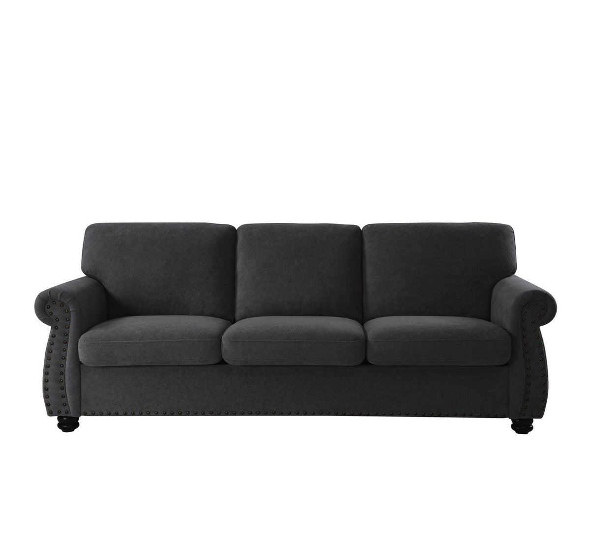 Soft Sofa, Upholstered 3 Seater Couch With High Density Foam, Loose Back Cushions And Turned Legs - view 24