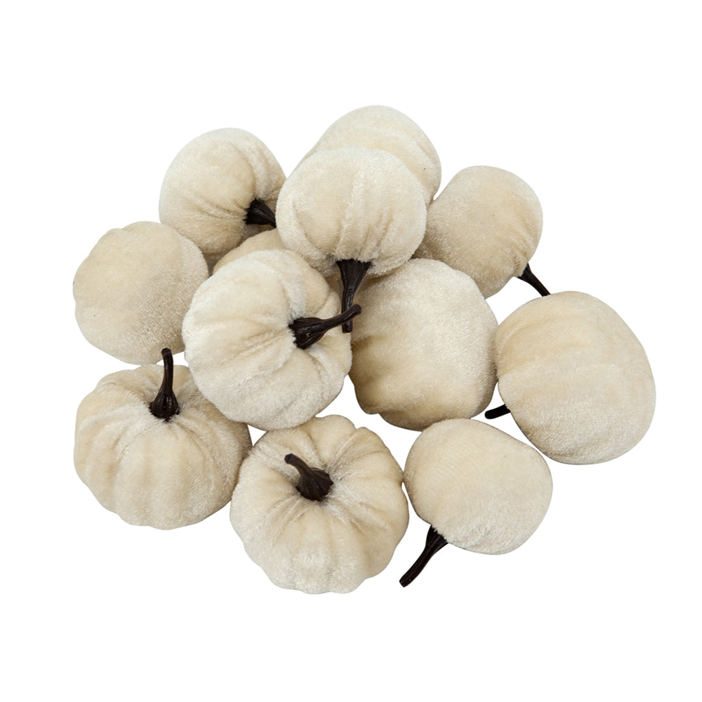 Set of 4 Velvety Pumpkins in Mesh Bag