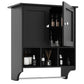 Premium Space Saving Wall Cabinet with 2 Doors in Black