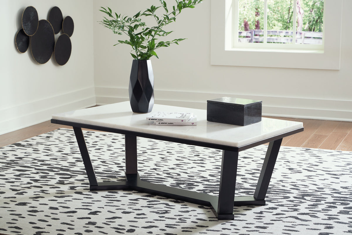 Fostead - Rectangular Cocktail Table - White / Espresso
