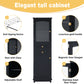 63" Tall Bathroom Storage Cabinet with Glass Doors