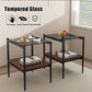 Set of 2 Rectangle End Table Gray Glass